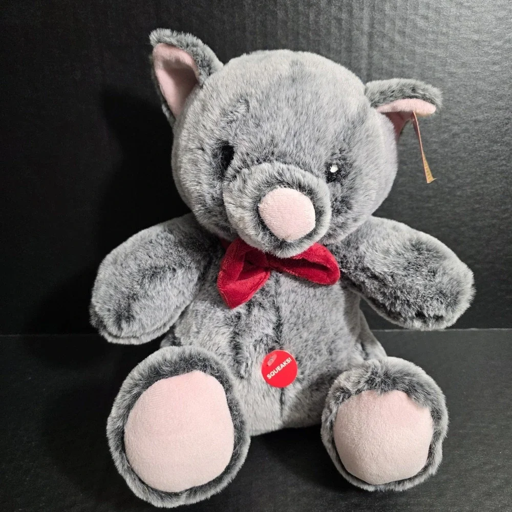 PetSmart‎ Plush Dog Toy Lucky the Cat Gray Squeaker Stuffed Animal LUXE SOFT New
